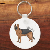 ドイツの羊飼い犬の漫画イラストレーション キーホルダー (正面)