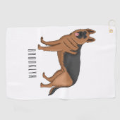 ドイツの羊飼い犬の漫画イラストレーション ゴルフタオル (横)