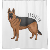 ドイツの羊飼い犬の漫画イラストレーション シャワーカーテン (正面)
