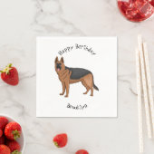 ドイツの羊飼い犬の漫画イラストレーション スタンダードカクテルナプキン (インサイチュ)