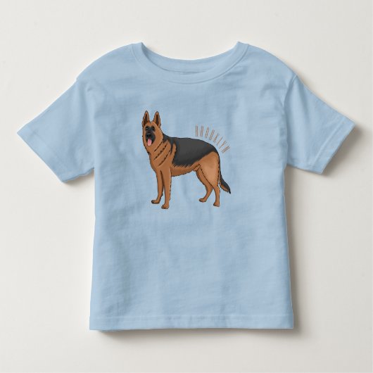 ドイツの羊飼い犬の漫画イラストレーション トドラーTシャツ (正面)