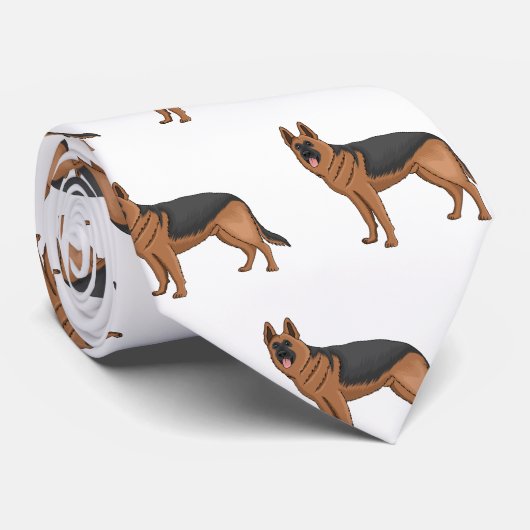 ドイツの羊飼い犬の漫画イラストレーション ネクタイ (ロール)
