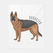 ドイツの羊飼い犬の漫画イラストレーション フリースブランケット (正面)