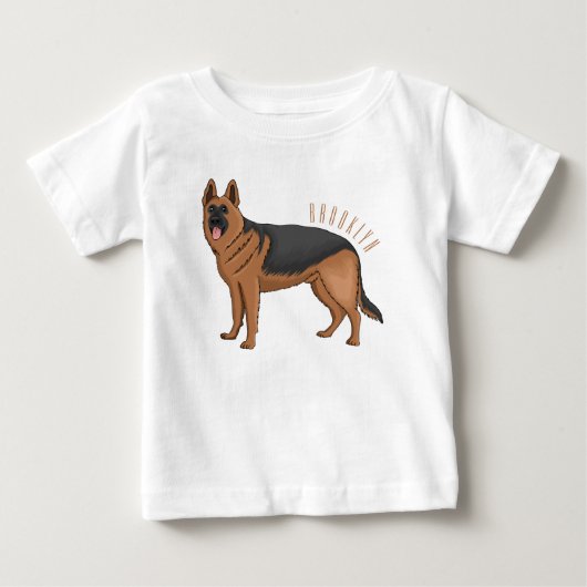 ドイツの羊飼い犬の漫画イラストレーション ベビーTシャツ (正面)