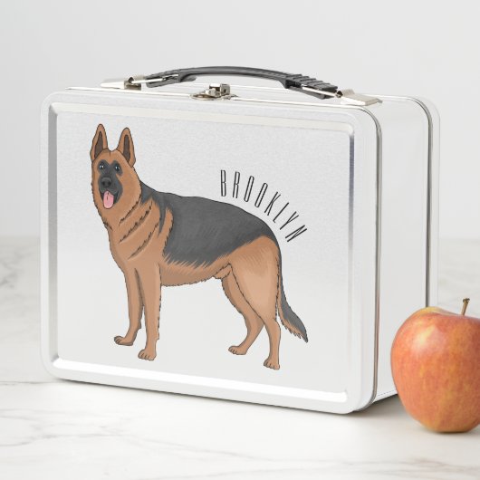 ドイツの羊飼い犬の漫画イラストレーション メタルランチボックス (インサイチュ)