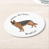 ドイツの羊飼い犬の漫画イラストレーション ラウンドペーパーコースター (アングル)