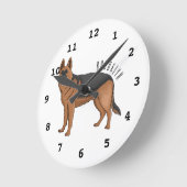 ドイツの羊飼い犬の漫画イラストレーション ラウンド壁時計 (傾斜)