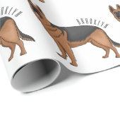 ドイツの羊飼い犬の漫画イラストレーション ラッピングペーパー (ロールコーナー)