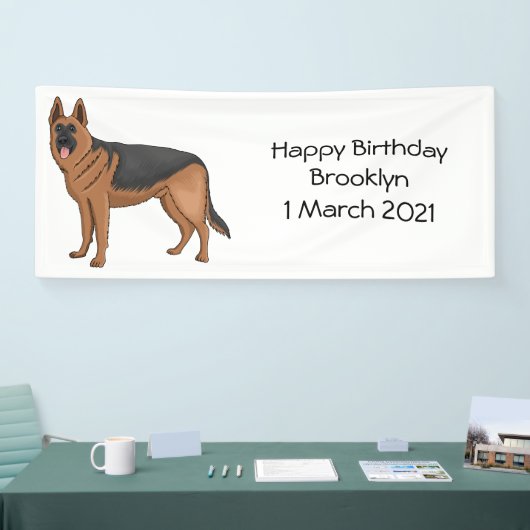 ドイツの羊飼い犬の漫画イラストレーション 横断幕 (トレードショー)