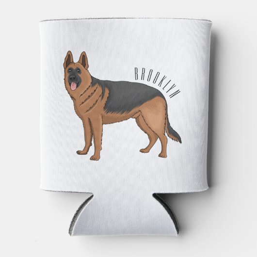 ドイツの羊飼い犬の漫画イラストレーション 缶クーラー (正面)