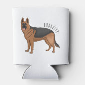 ドイツの羊飼い犬の漫画イラストレーション 缶クーラー (裏面)