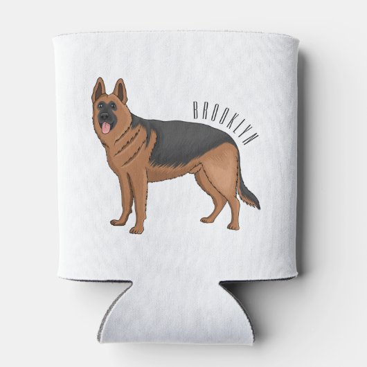 ドイツの羊飼い犬の漫画イラストレーション 缶クーラー (裏面)