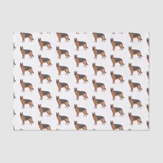 ドイツの羊飼い犬の漫画イラストレーション 薄葉紙 (正面)