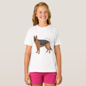 ドイツの羊飼い犬の漫画イラストレーション Tシャツ (正面フル)