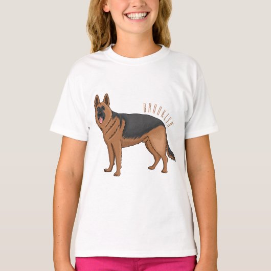 ドイツの羊飼い犬の漫画イラストレーション Tシャツ (正面)