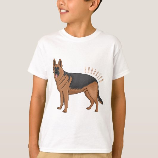ドイツの羊飼い犬の漫画イラストレーション Tシャツ (正面)