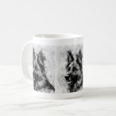 ドイツの羊飼い犬の白黒の水色 コーヒーマグカップ (正面左)