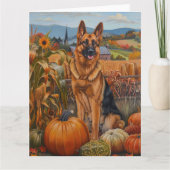 ドイツの羊飼い犬の秋の収穫感謝祭 カード (正面)