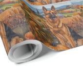 ドイツの羊飼い犬の秋の収穫感謝祭 ラッピングペーパー (ロールコーナー)
