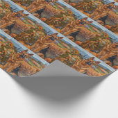 ドイツの羊飼い犬の秋の収穫感謝祭 ラッピングペーパー (角)