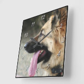 ドイツの羊飼い犬の角時計 スクエア壁時計 (傾斜)