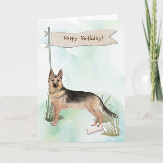 ドイツの羊飼い犬の誕生日標識 カード (正面)