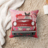 ドイツの羊飼い犬の車とハートバレンタイン クッション (ブランケット)