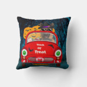 ドイツの羊飼い犬の車の怖いハロウィーン クッション (裏面)