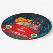 ドイツの羊飼い犬の車の怖いハロウィーン ペーパープレート (アングル)