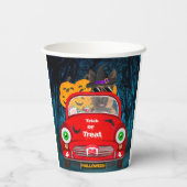 ドイツの羊飼い犬の車の怖いハロウィーン 紙コップ (裏面)