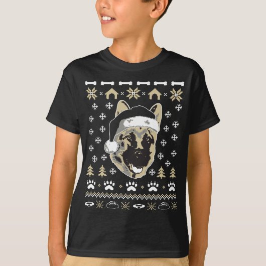 ドイツの羊飼い犬の醜いクリスマスセータークリスマス Tシャツ (正面)