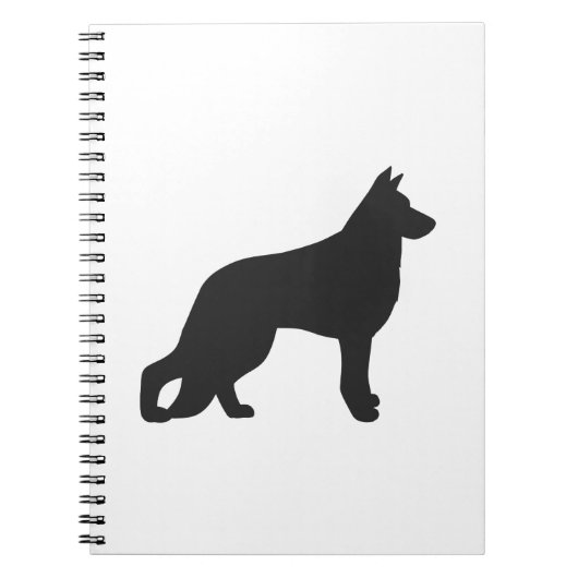 ドイツの羊飼い犬の黒いシルエット ノートブック (正面)
