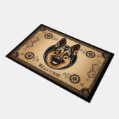 ドイツの羊飼い犬ウェルカムシュールレアリストステームパンク ドアマット (アングル)