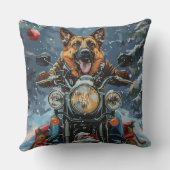 ドイツの羊飼い犬オートバイのクリスマスに乗る クッション (裏面)