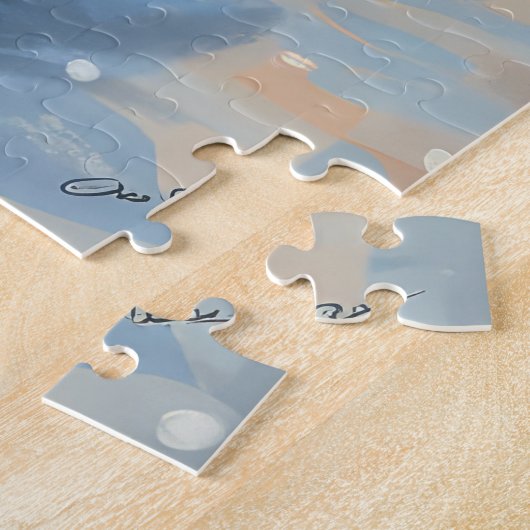 ドイツの羊飼い犬オートバイのクリスマスに乗る ジグソーパズル (側面)