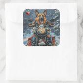 ドイツの羊飼い犬オートバイのクリスマスに乗る スクエアシール (バッグ)