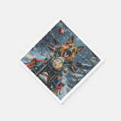 ドイツの羊飼い犬オートバイのクリスマスに乗る スタンダードカクテルナプキン (角)