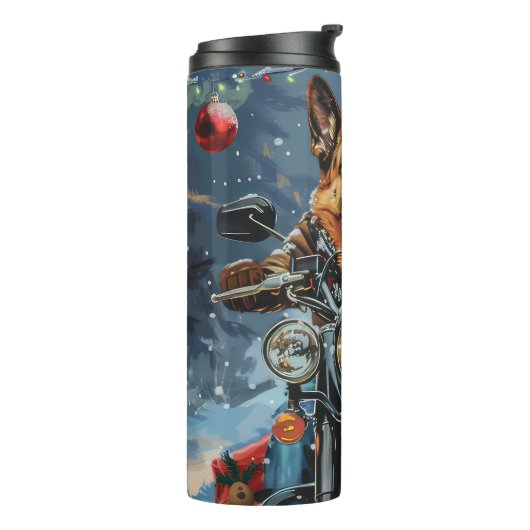 ドイツの羊飼い犬オートバイのクリスマスに乗る タンブラー (回転左)