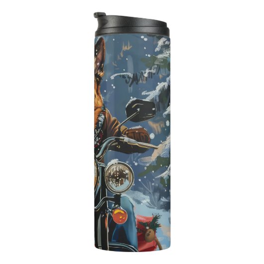 ドイツの羊飼い犬オートバイのクリスマスに乗る タンブラー (回転右)