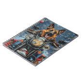 ドイツの羊飼い犬オートバイのクリスマスに乗る ノートブック (左側)