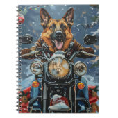 ドイツの羊飼い犬オートバイのクリスマスに乗る ノートブック (正面)