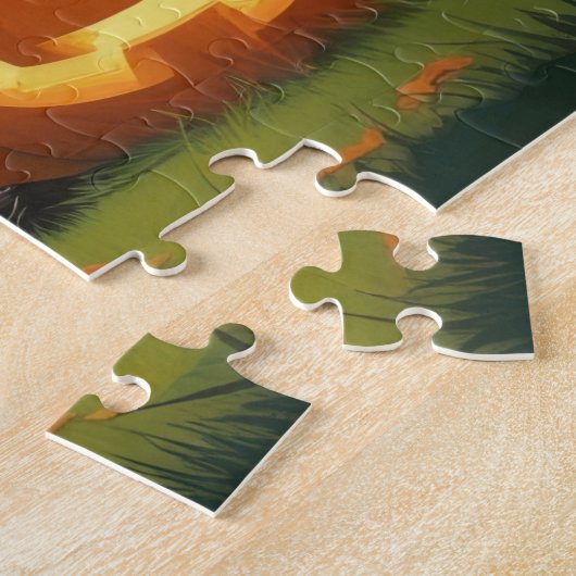 ドイツの羊飼い犬カボチャおもしろいハロウィーン ジグソーパズル (側面)