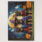 ドイツの羊飼い犬カボチャおもしろいハロウィーン ジグソーパズル (縦)