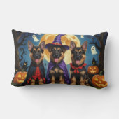 ドイツの羊飼い犬カボチャおもしろいハロウィーン ランバークッション (裏面)