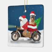 ドイツの羊飼い犬クリスマスサンタクロース セラミックオーナメント (左)