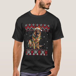 ドイツの羊飼い犬サンタハットメンズキッズ醜いキリスト Tシャツ