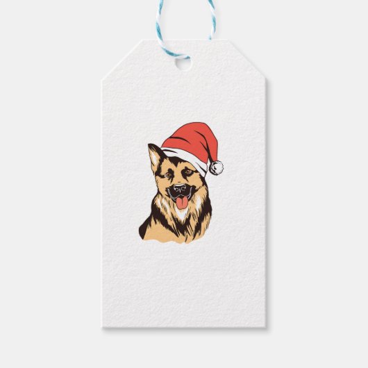 ドイツの羊飼い犬サンタハット – おもしろいクリスマス ギフトタグ (正面)