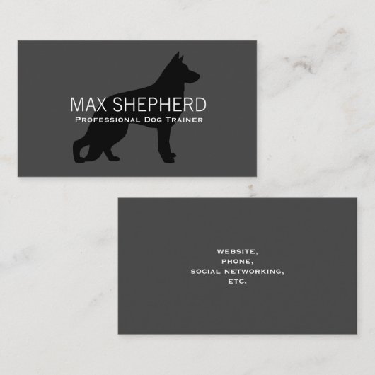 ドイツの羊飼い犬シルエット黒オングレー 名刺 (正面/裏面)