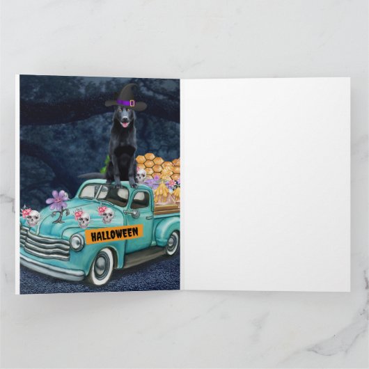 ドイツの羊飼い犬ハロウィントラック怖い夜 カード (内部)