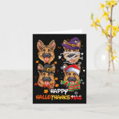 ドイツの羊飼い犬ハロサンクスハロウィン感謝してい カード (黄色い花)